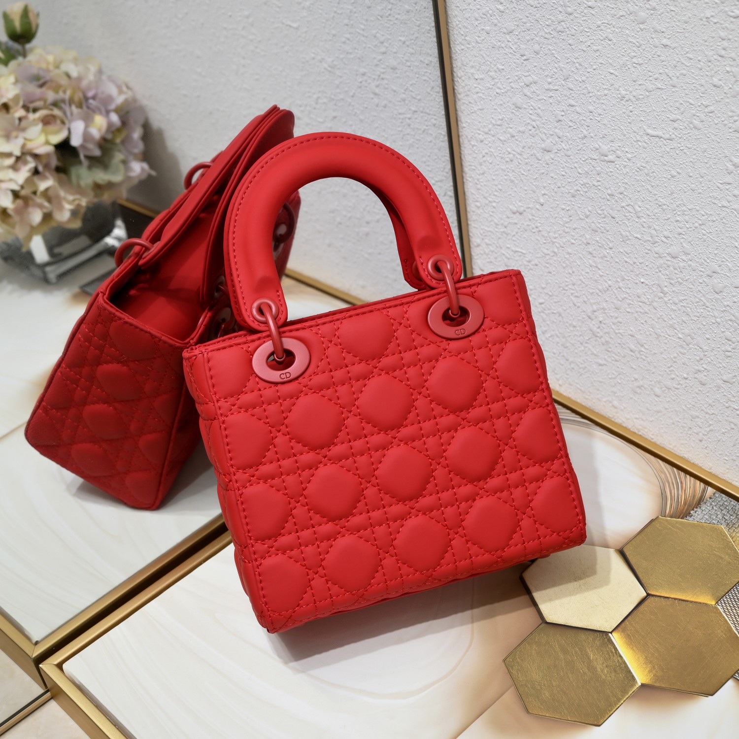 Small Lady Dior My ABCDior Bag Red Matte 2022 LM061 20cm