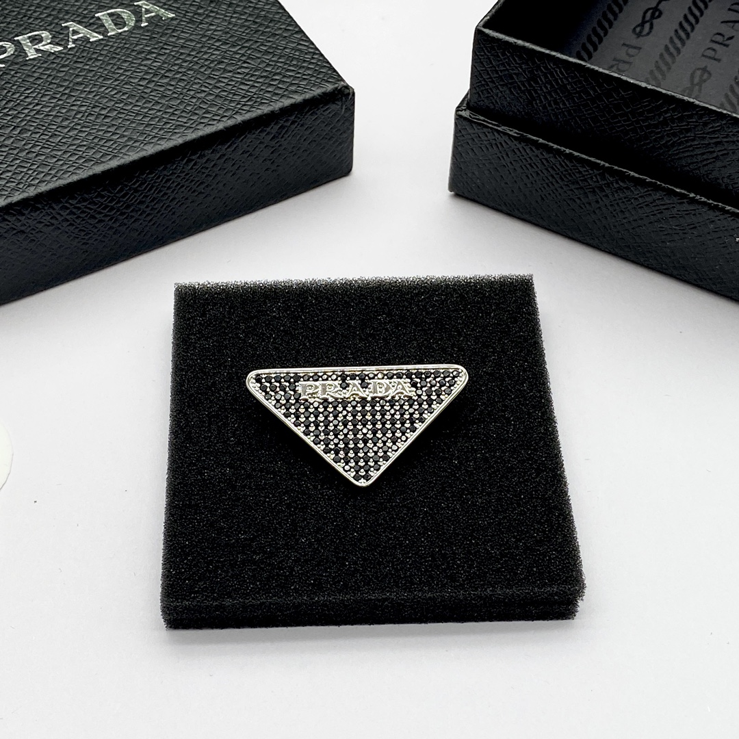 Prada Jewelry Brooches Full Diamond Triangle
