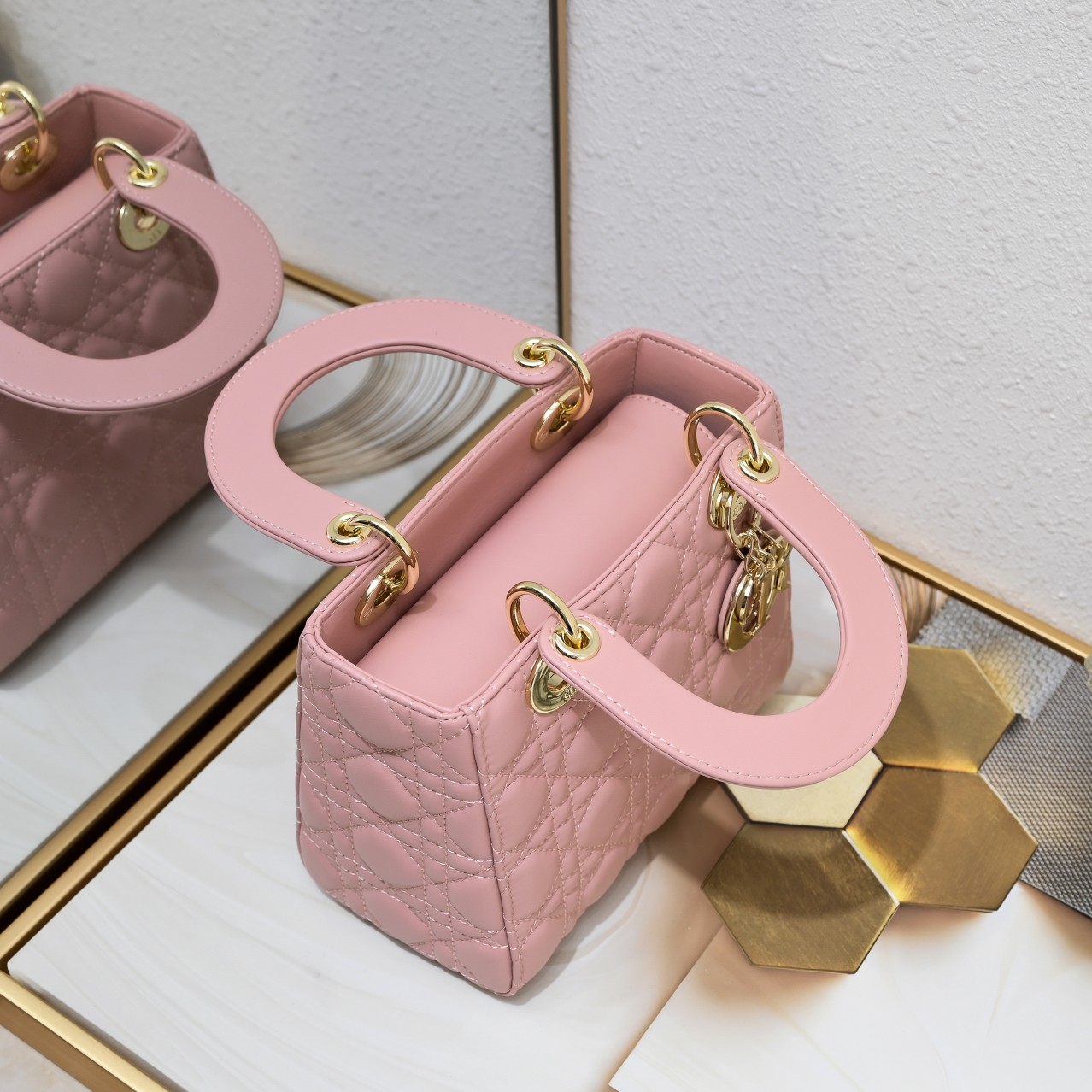 Small Lady Dior My ABCDior Bag Pink Sheepskin 1022 LM061 20cm