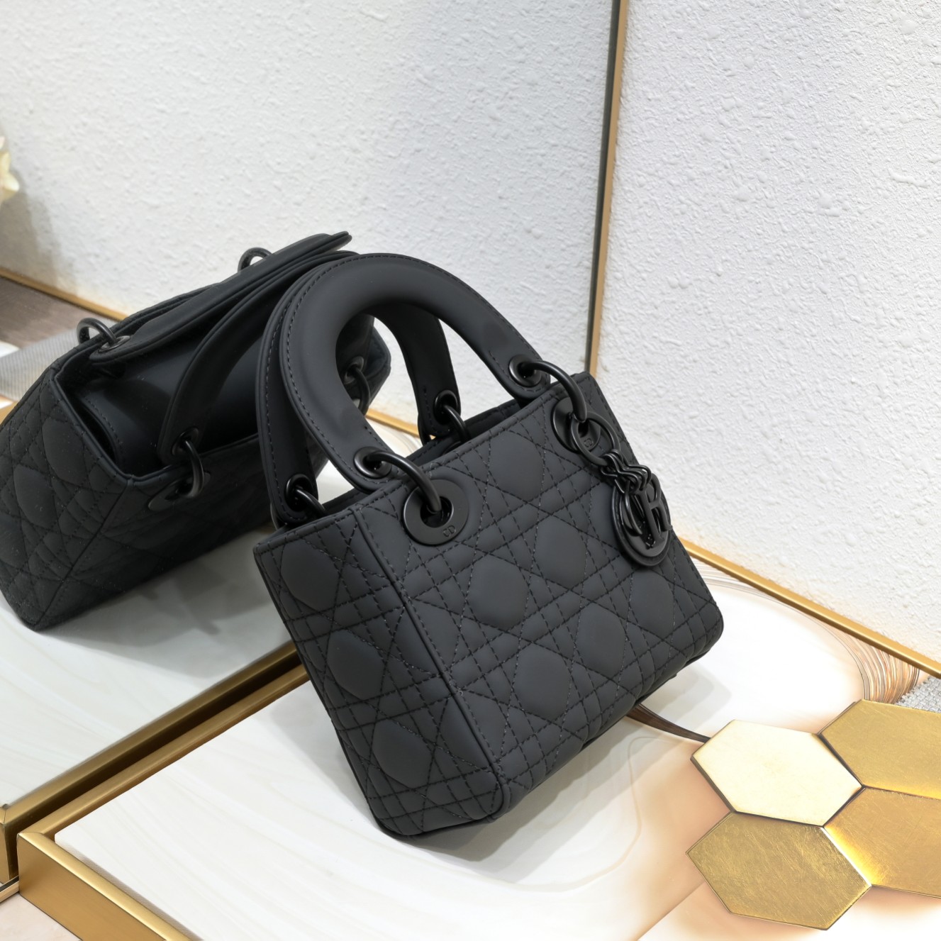 Mini Lady Dior Bag Black Matte 2022 LM051 17cm