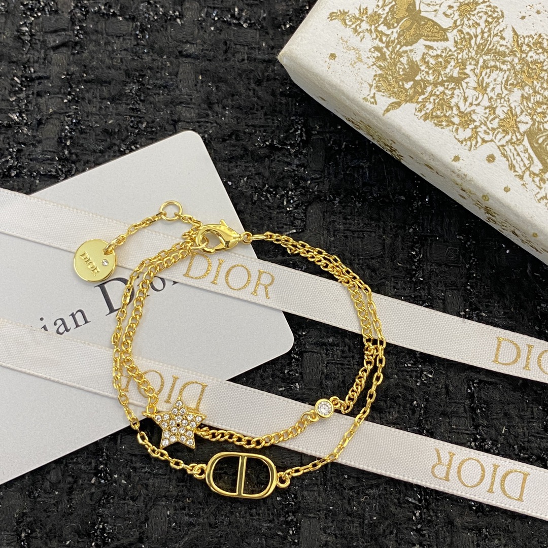 Dior Jewelry Bracelets Double chains, stars with diamonds, giant flashes in the sun