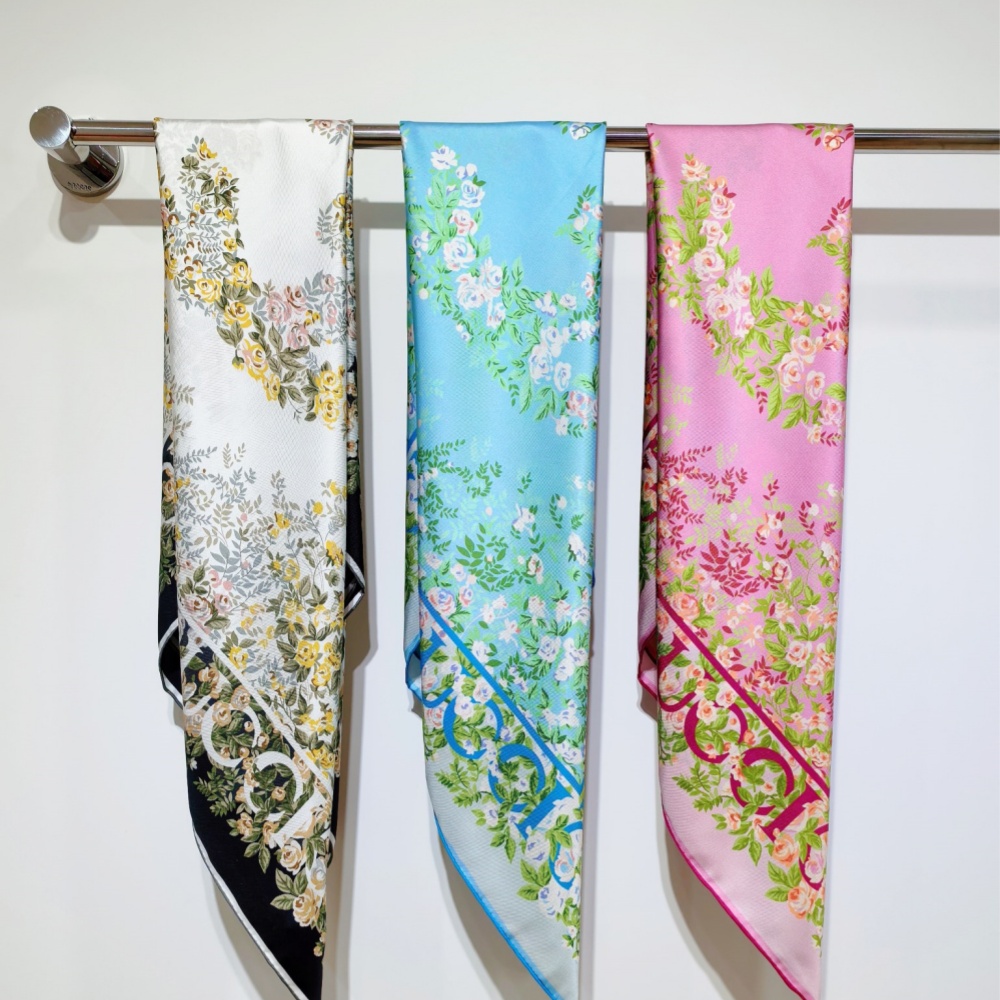 Gucci Scarf Interlocking Double G Floral Pattern Silk Twill 90*90cm Accessories