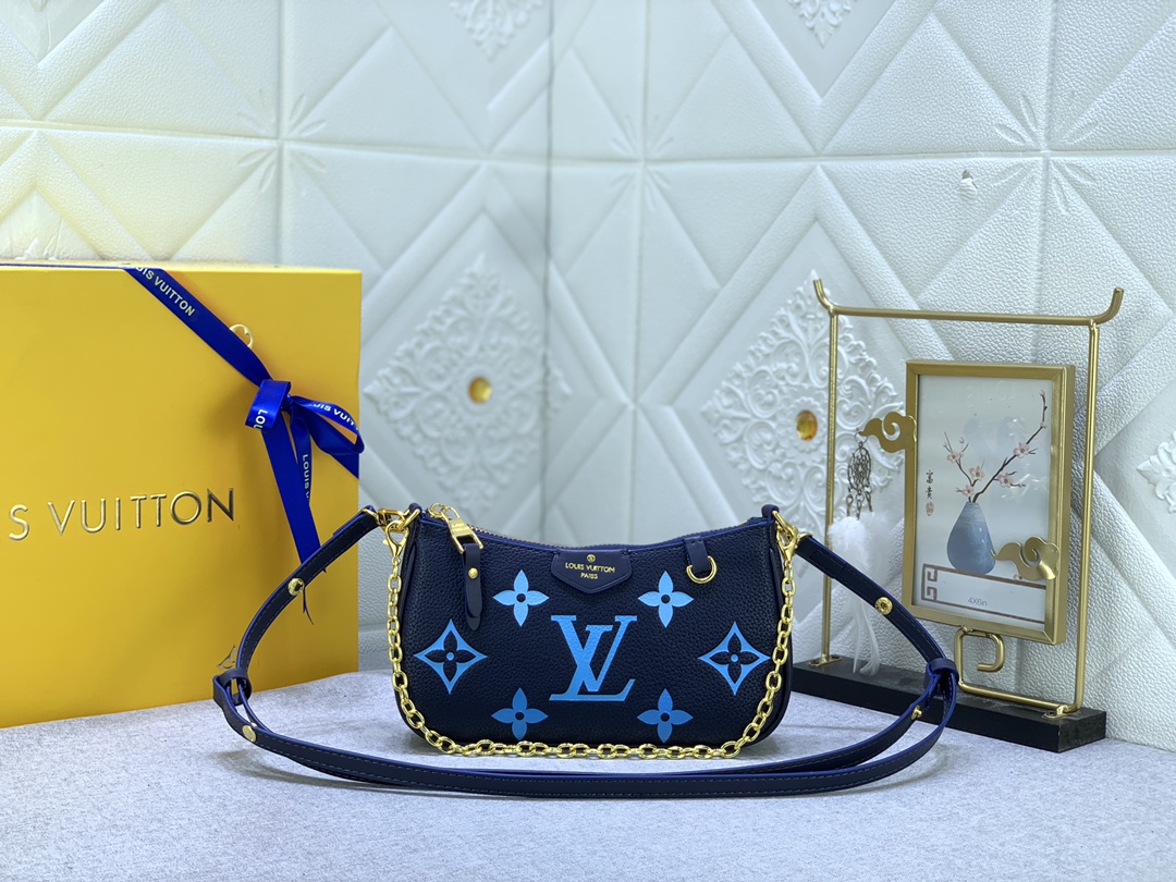 LV Easy Pouch On Strap Blue print M80349 MQ051 19cm