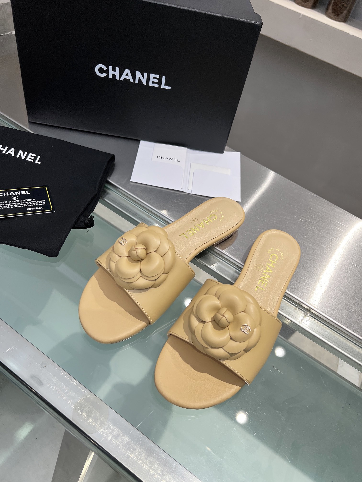 Chanel Shoes Camellia women's slippers