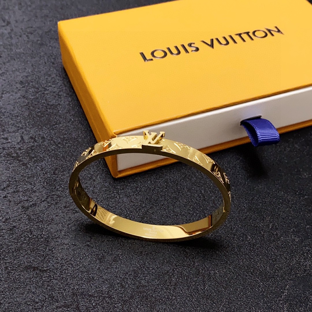 Louis Vuitton Jewelry Bangle LV letter Logo gold bracelet