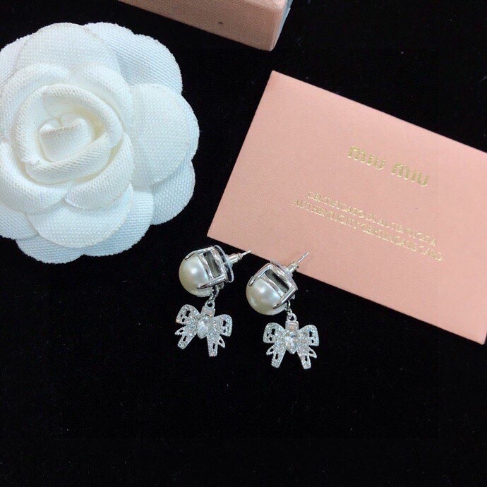 Miu Miu Jewelry Earring Bow Stud Earrings
