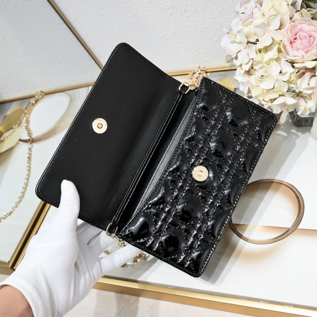 Miss Dior Mini Bag Black patent leather CD2023 XB071 21cm