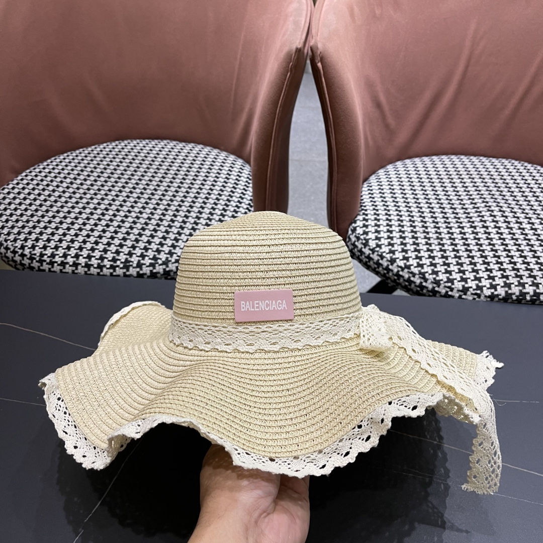 Balenciaga Hat French Lace Straw Hat Accessories