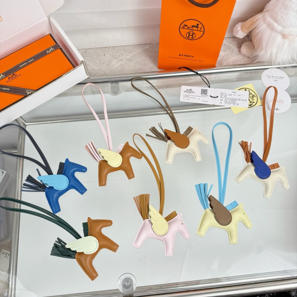 Hermes Key Chain Rodeo Pegase Imported Lambskin Pony Charms Accessories