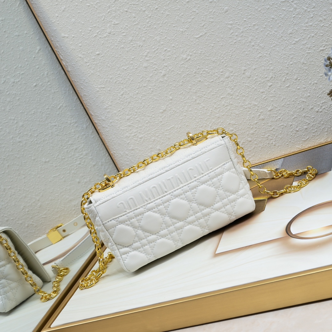 Small Dior Caro Bag White 9797 XB091 21cm