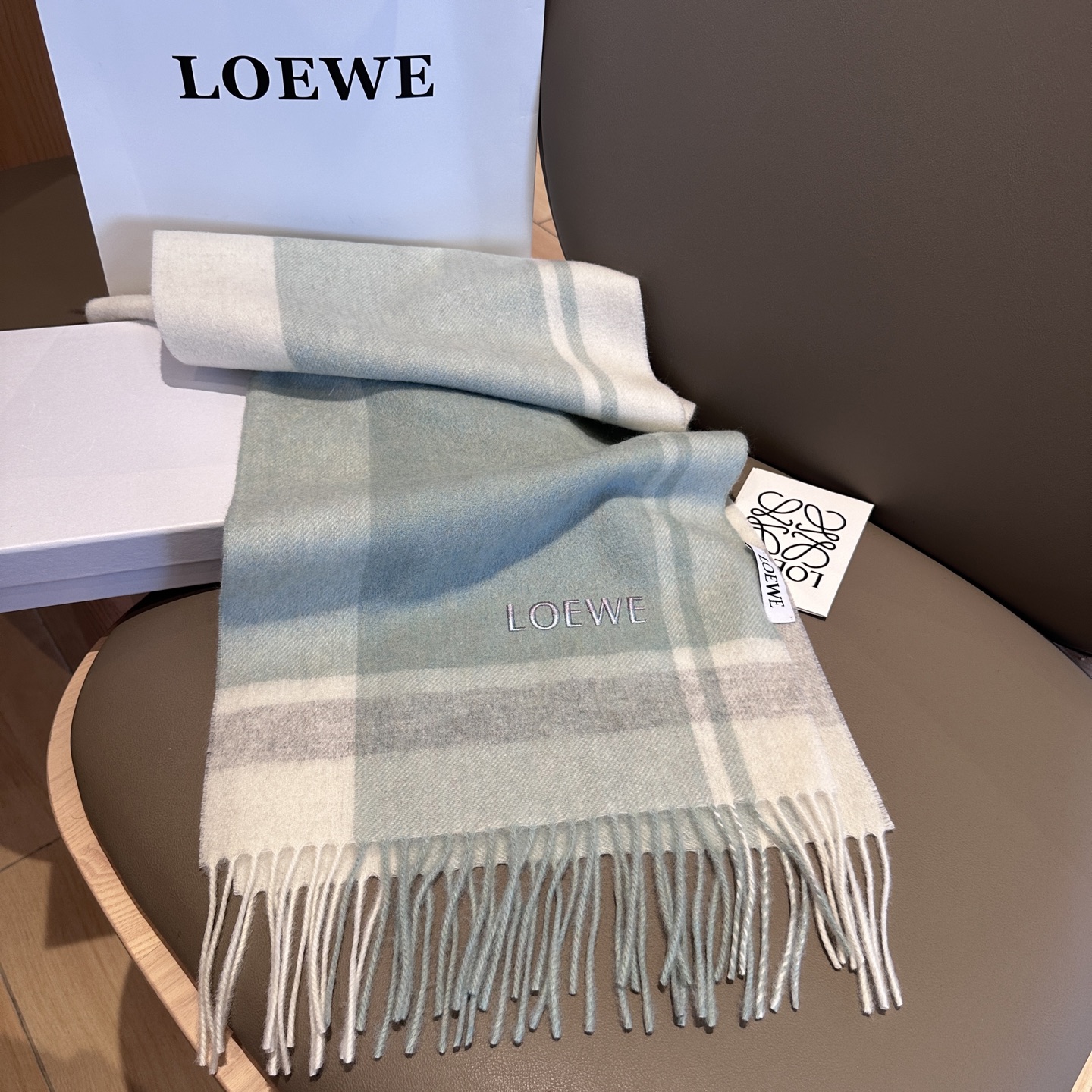 Loewe Scarf British And European Plaid Scarf 30*164cm Accessories
