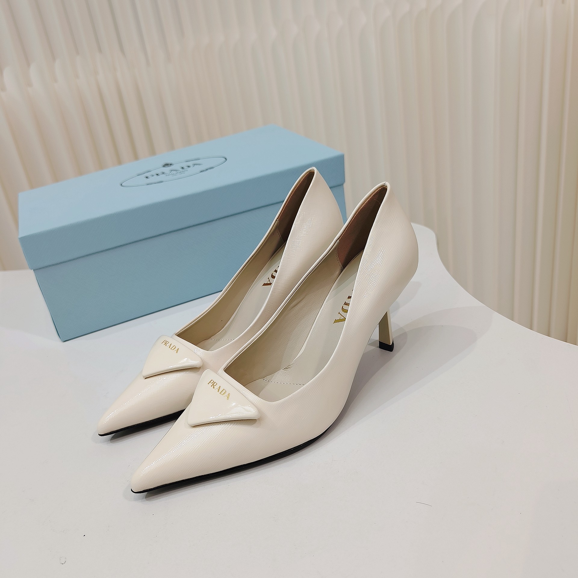 Prada Shoes Bright leather pointed high heels