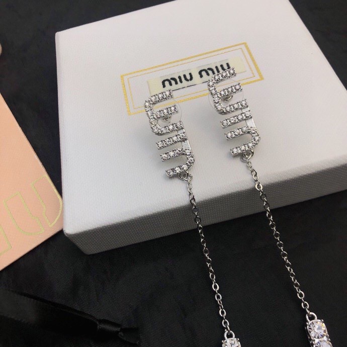 Miu Miu Jewelry Earring letter hand-set crystal