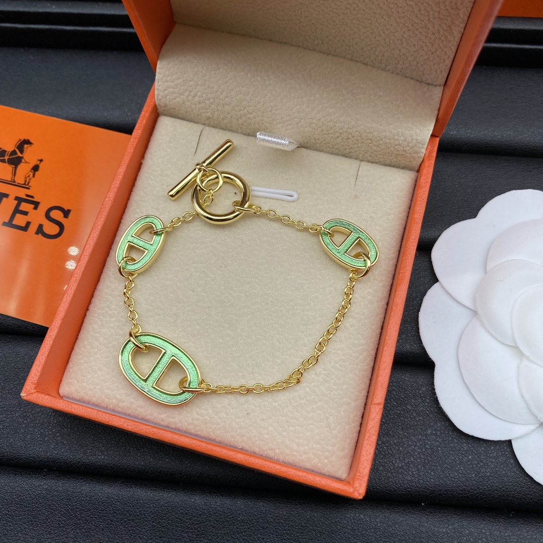 Hermes Jewelry Bracelets pig nose thin chain