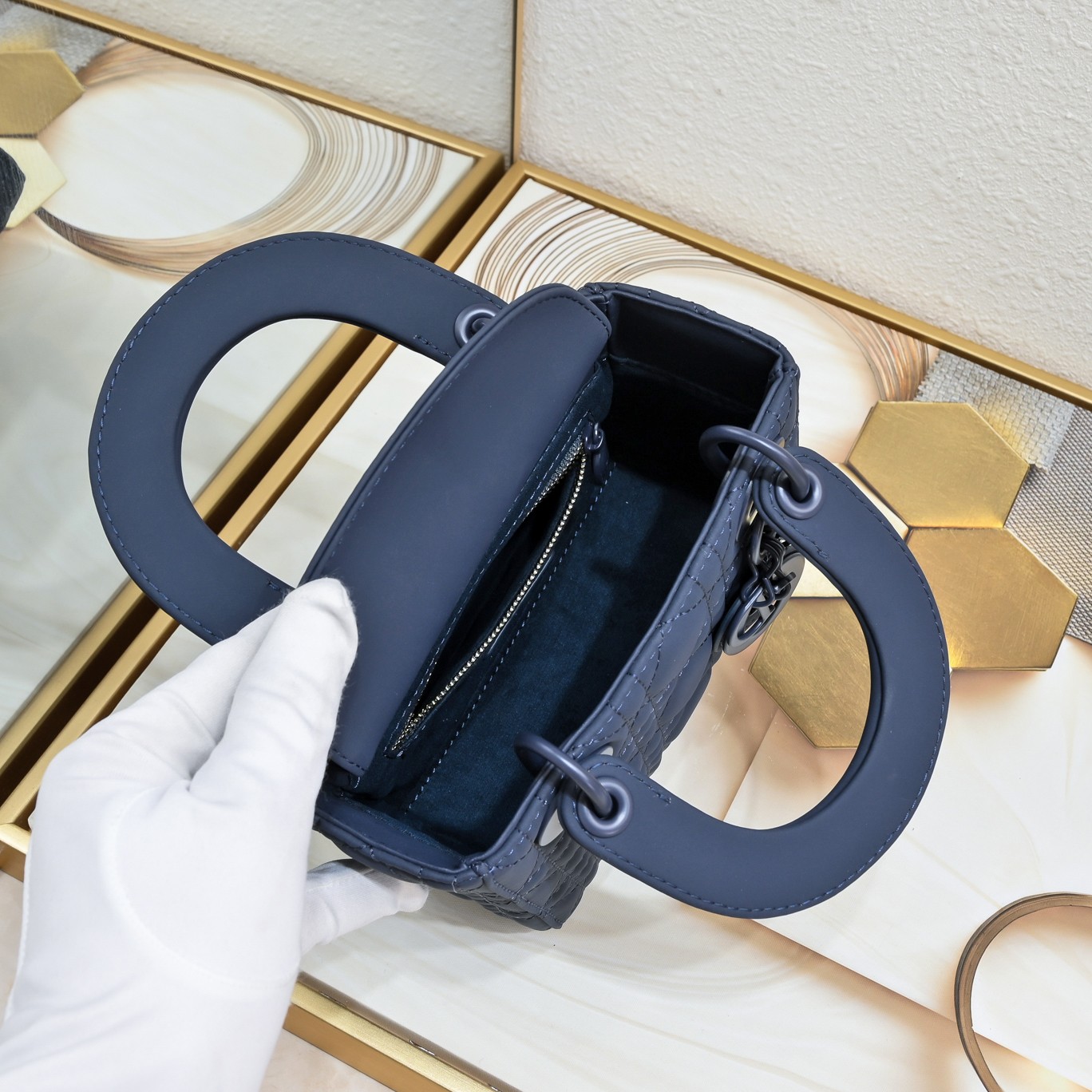 Mini Lady Dior Bag Blue Matte 2022 LM051 17cm