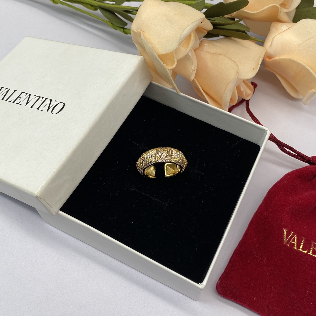 Valentino Jewelry Rings Rhinestone Full-Diamond Rivet Adjustable Ring