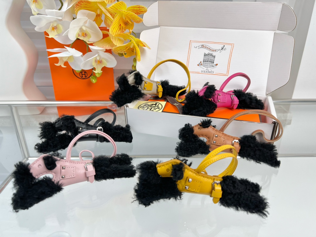 Hermes Key Chain Hermes Budy Charm Imported Wool Cowhide Keychain Pendant Accessories