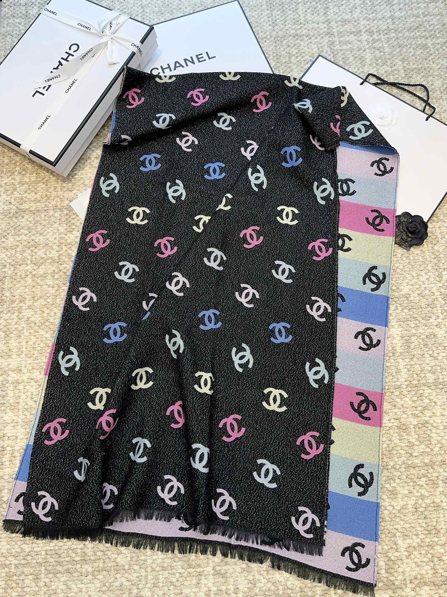 Chanel Scarf Rainbow Scarf 66% Cashmere 18% Cotton 12% Wool 2% Silk 2% Metallized Fiber 2% Polyester 69*187cm Accessories