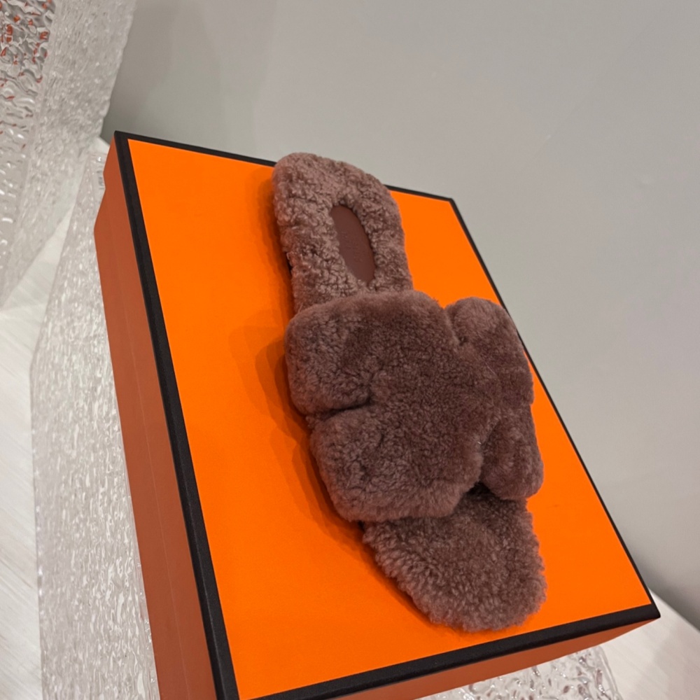 Hermes Shoes Slippers Wool Leather Shoe