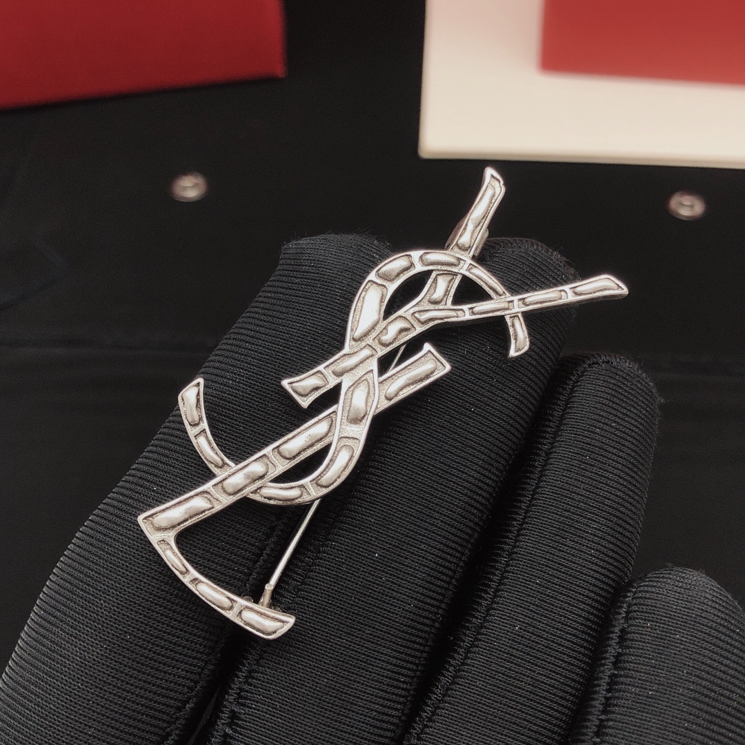 Saint Laurent Jewelry Brooches  Brooch vintage silver