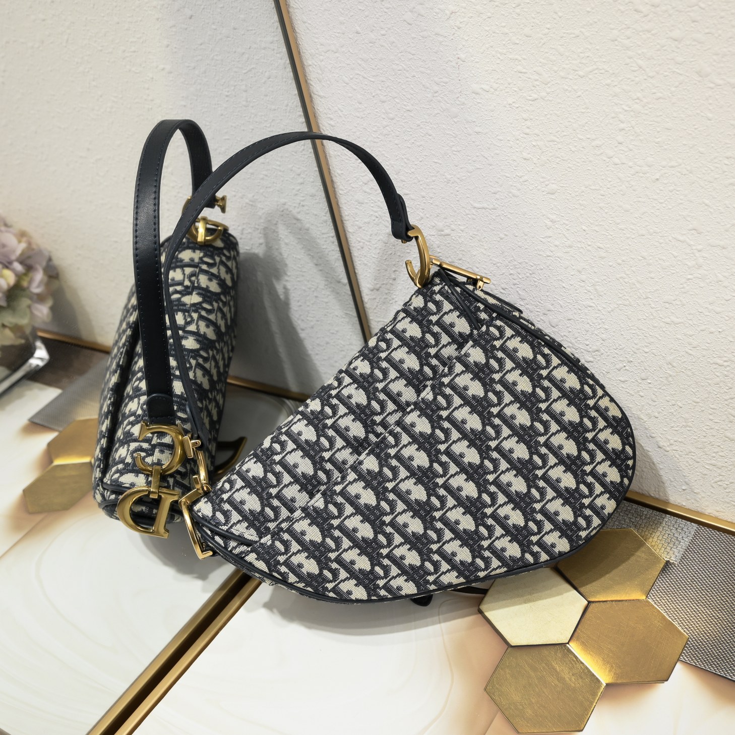 Saddle Bag Blue print with Nailing strap CD-1003 XB012 25.5cm