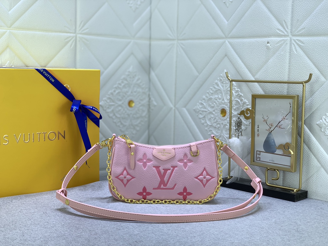 LV Easy Pouch On Strap Pink print M80349 MQ051 19cm