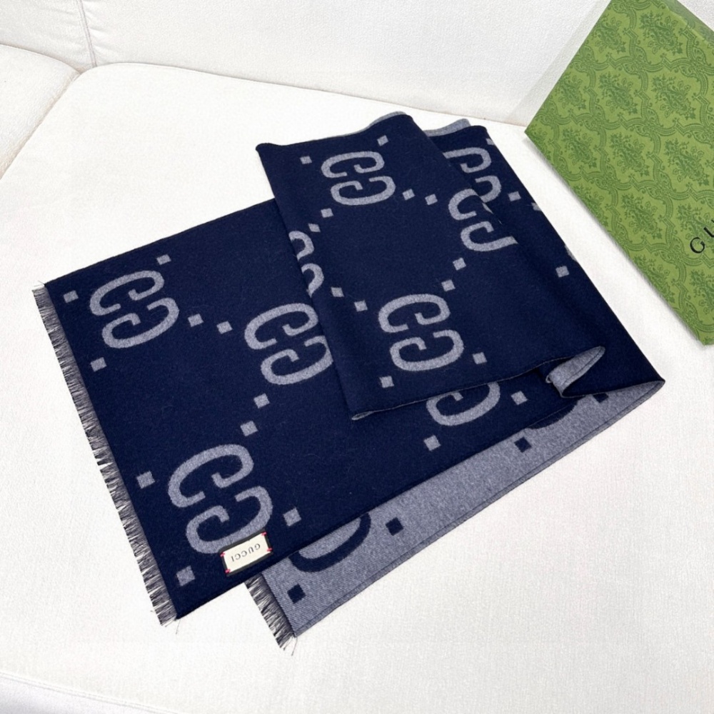 Gucci Scarf Large Double G Scarf Silk And Wool 35*180cm Accessories