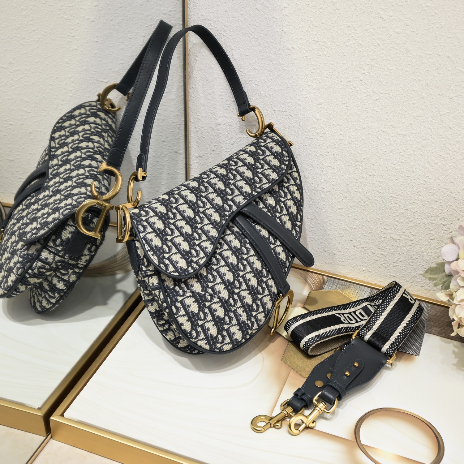 Saddle Bag Blue print with weave strap CD-1003 XB012 25.5cm