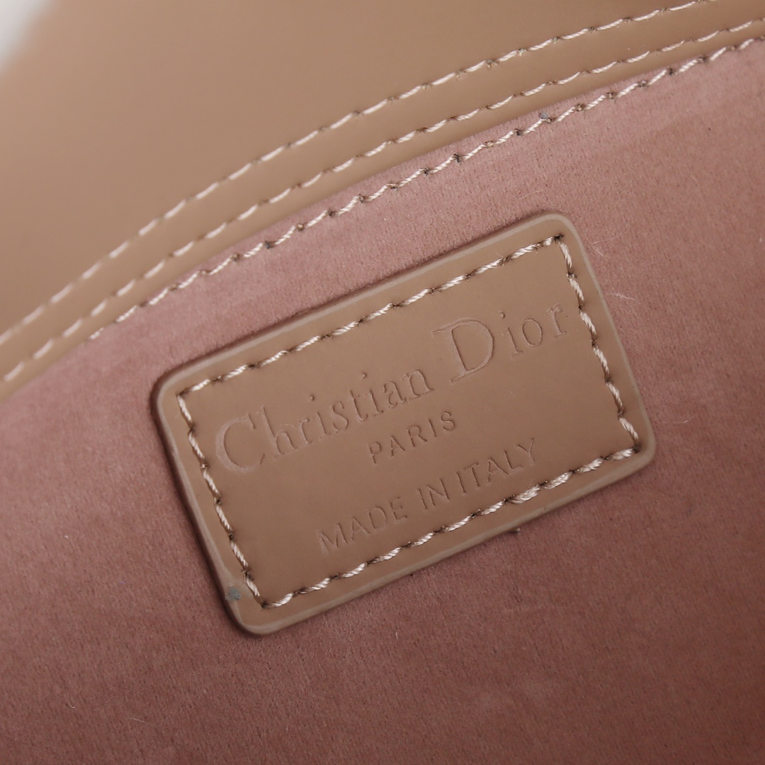 Medium Lady D-Joy Bag Khaki with Diamond Motif 2099 XB012 26cm