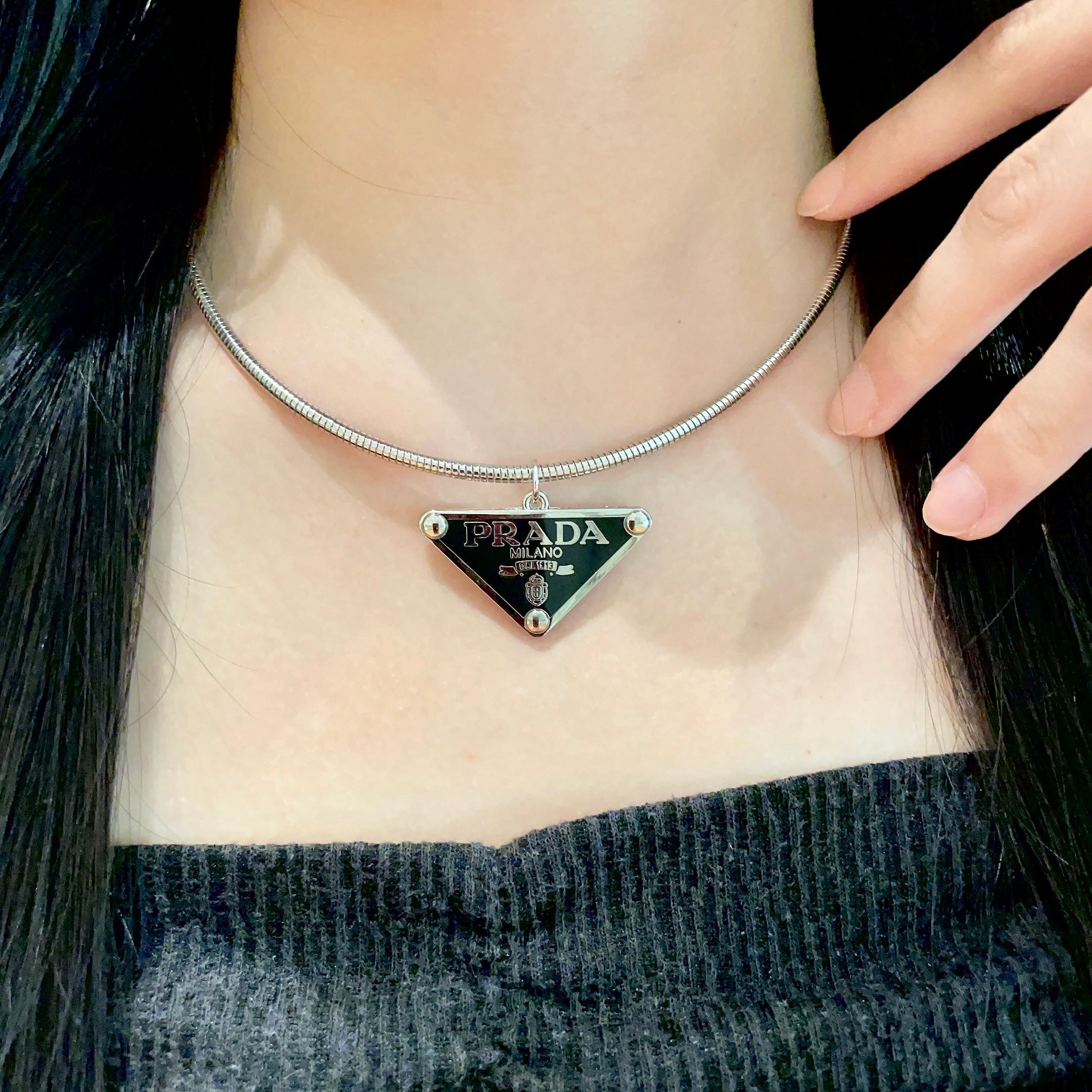 Prada Jewelry Necklace Triangle tag 60