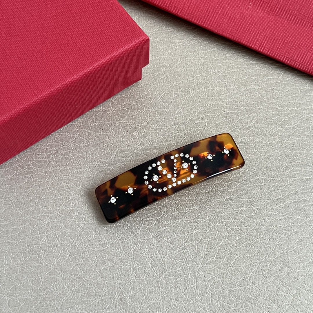 Valentino Jewelry Hairpin Rhinestone Logo Hairpin