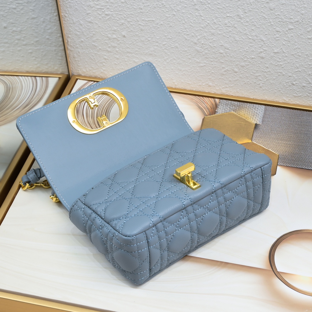 Small Dior Caro Bag Blue 9797 XB091 21cm