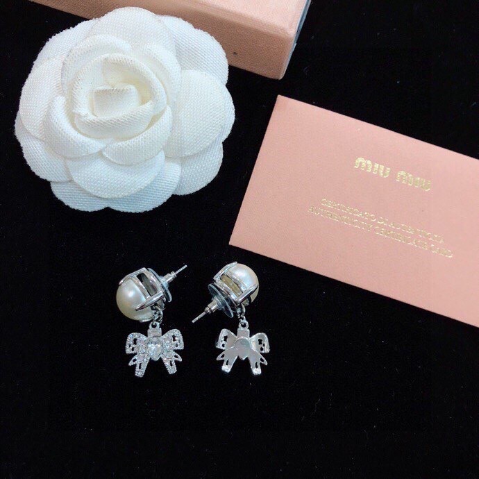 Miu Miu Jewelry Earring Bow Stud Earrings