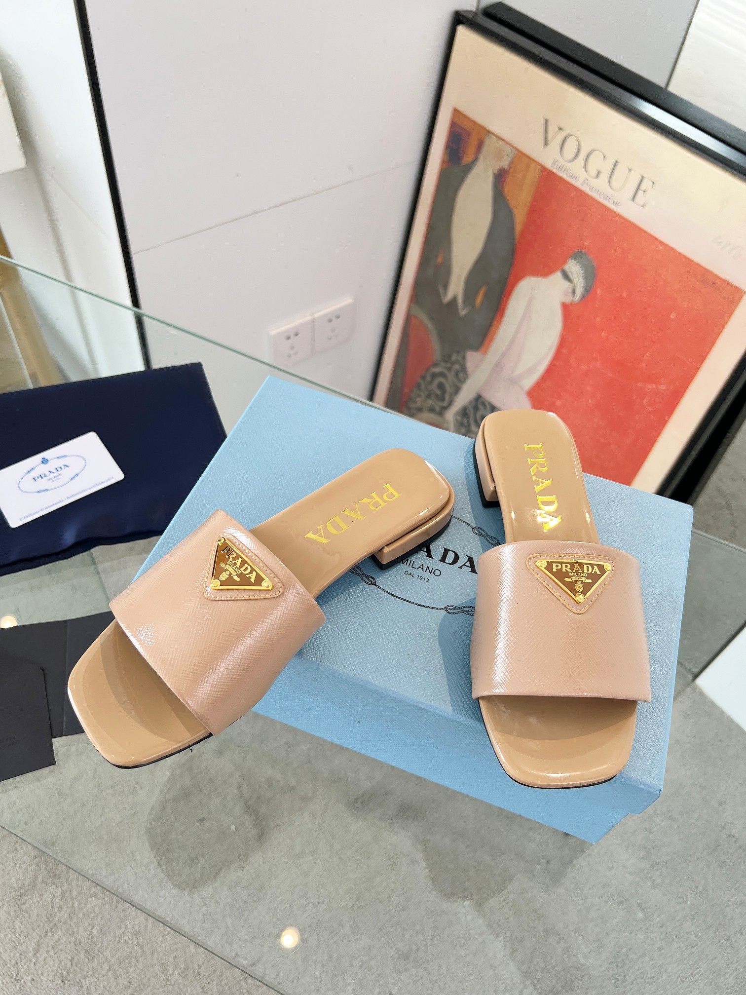 Prada Shoes Saffiano cowhide women's slippers