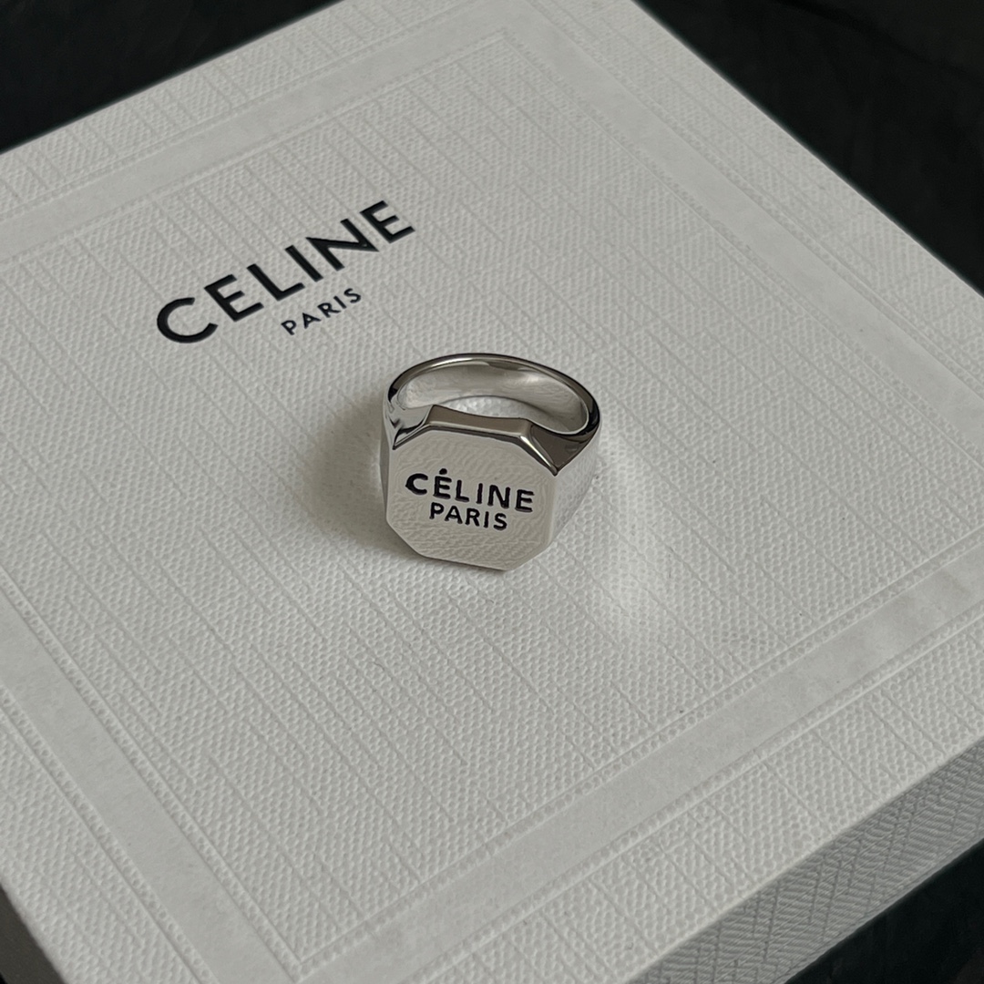 Celine Jewelry Rings Wide Letter Design