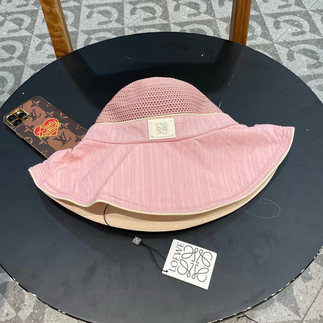 Loewe Hat Hollow-Out Breathable Bow Bucket Hat Accessories