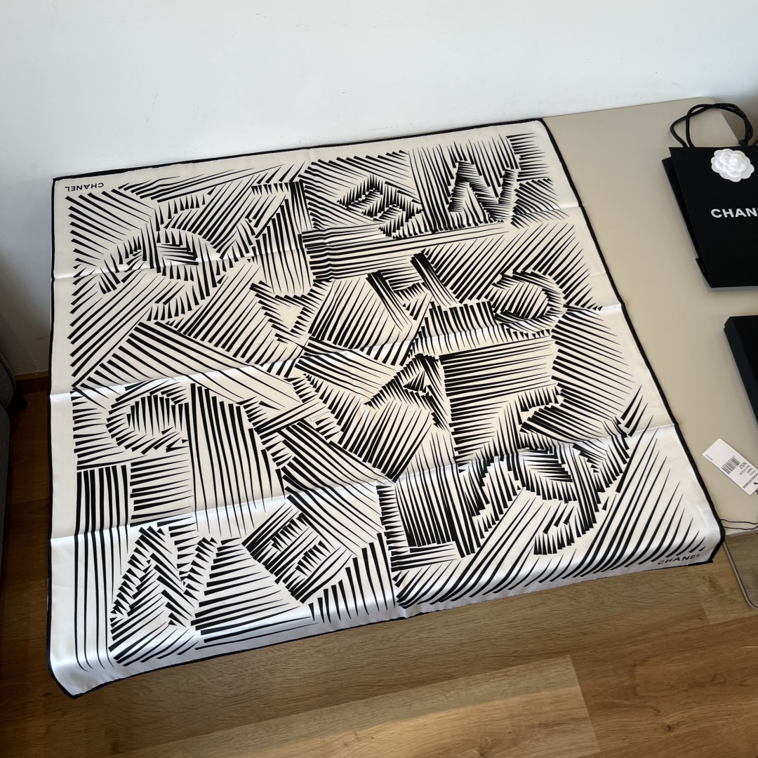 Chanel Scarf Artistic Double C Square Scarf 100% Silk 90*90cm Accessories