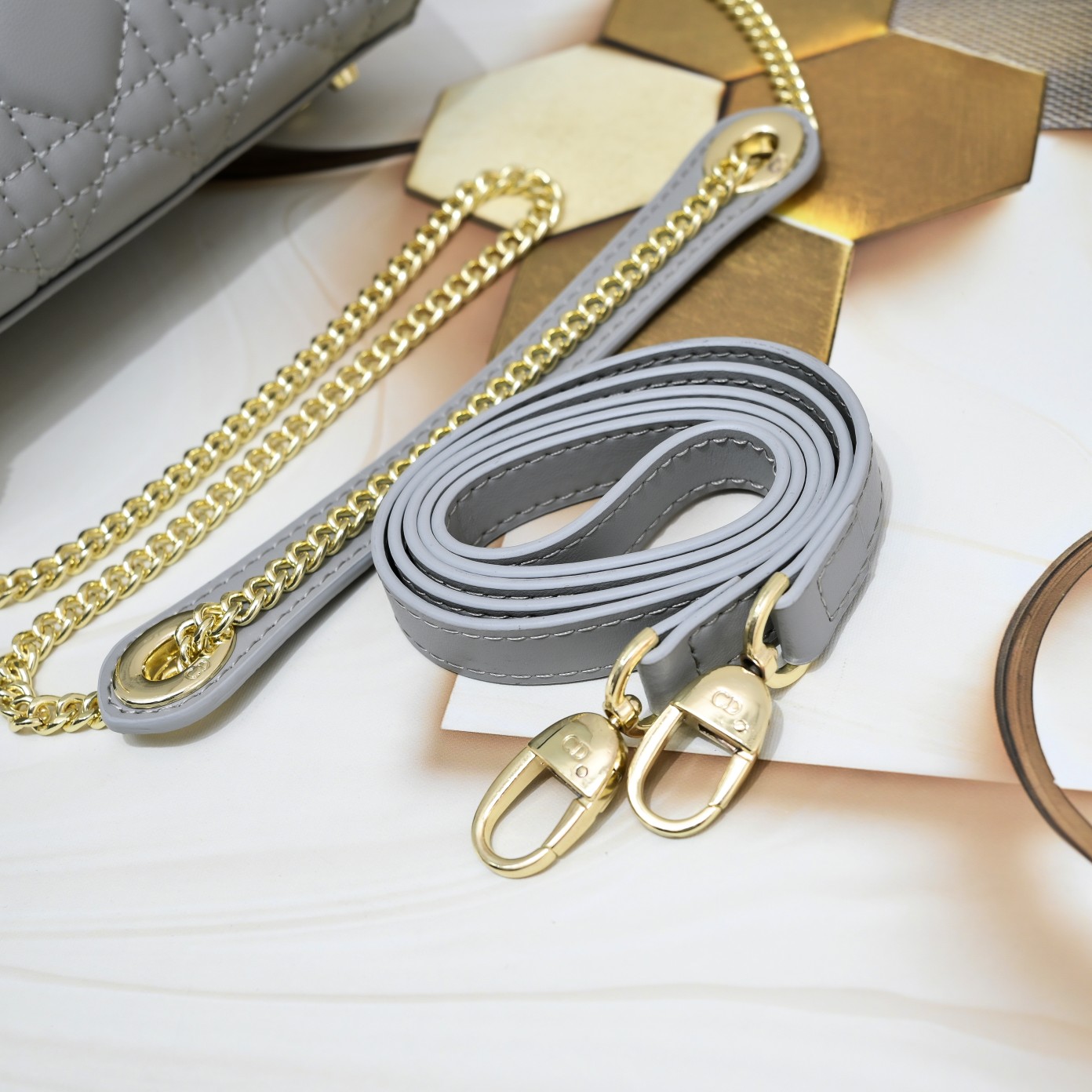 Mini Lady Dior Bag Grey Sheepskin 2077 LM051 17cm