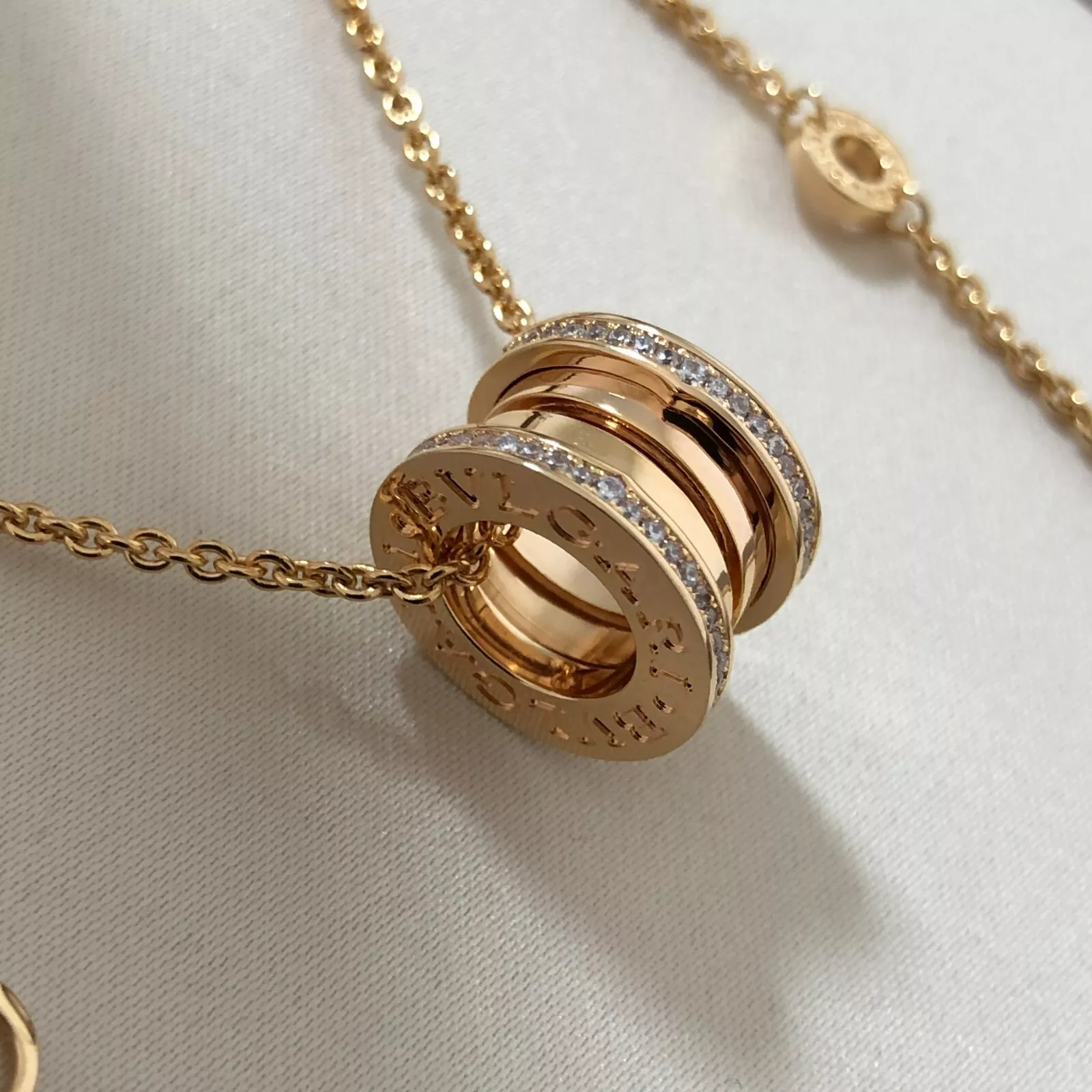 Bulgari B Zero Necklace 18K rose gold Au750 diamond necklace