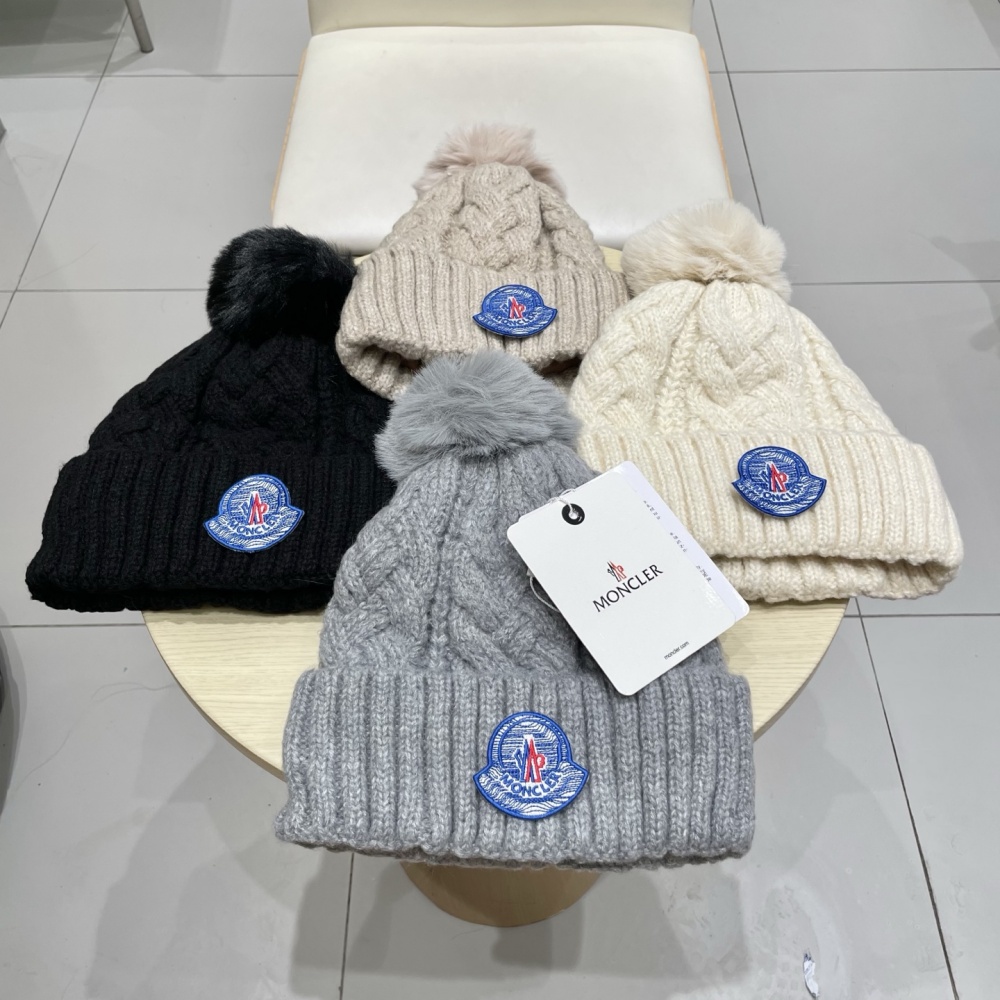 Moncler Hat Embroidered Label Knitted Beanie Accessories