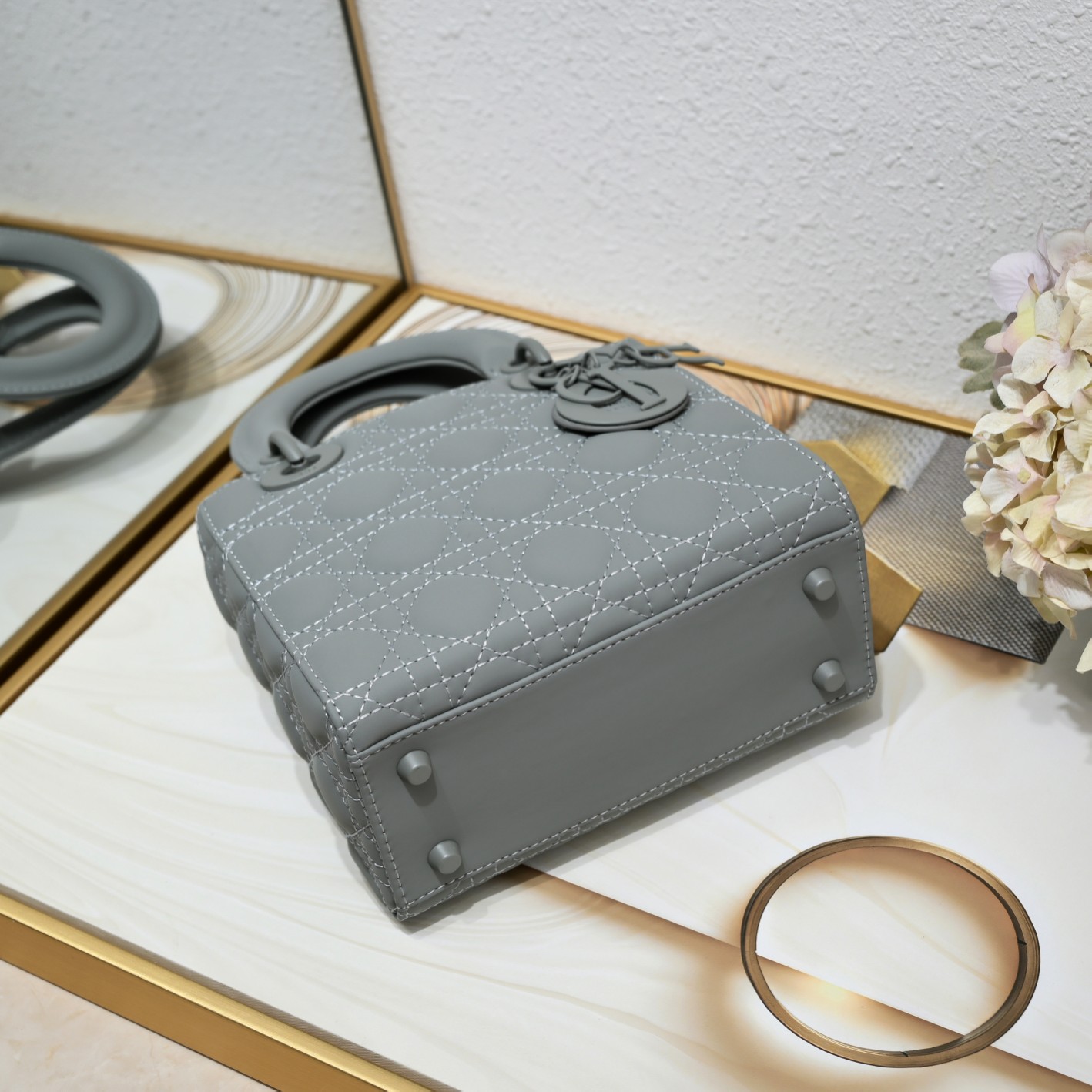 Small Lady Dior My ABCDior Bag Grey Matte 2022 LM061 20cm