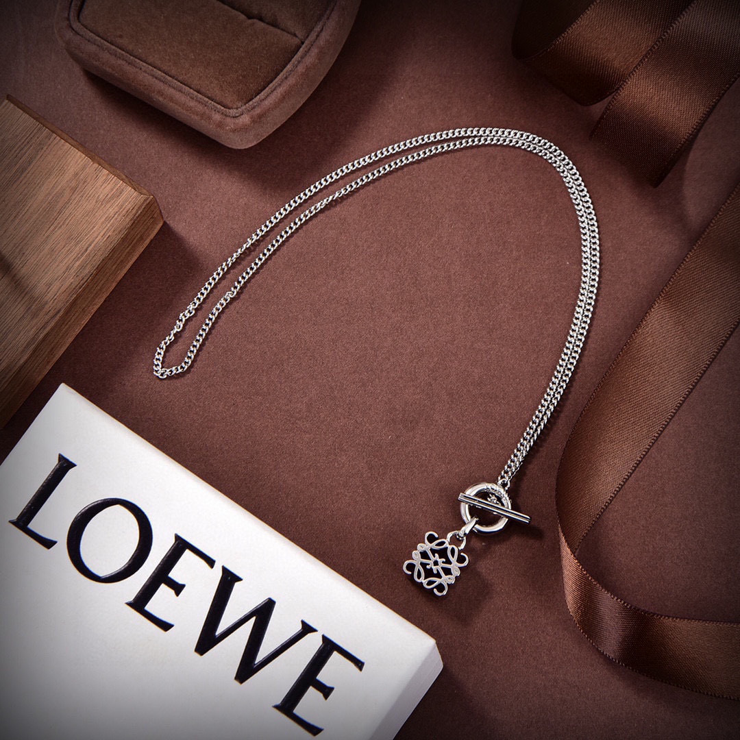 Loewe Jewelry Necklace Logo Pendant Necklace With Ot Clasp
