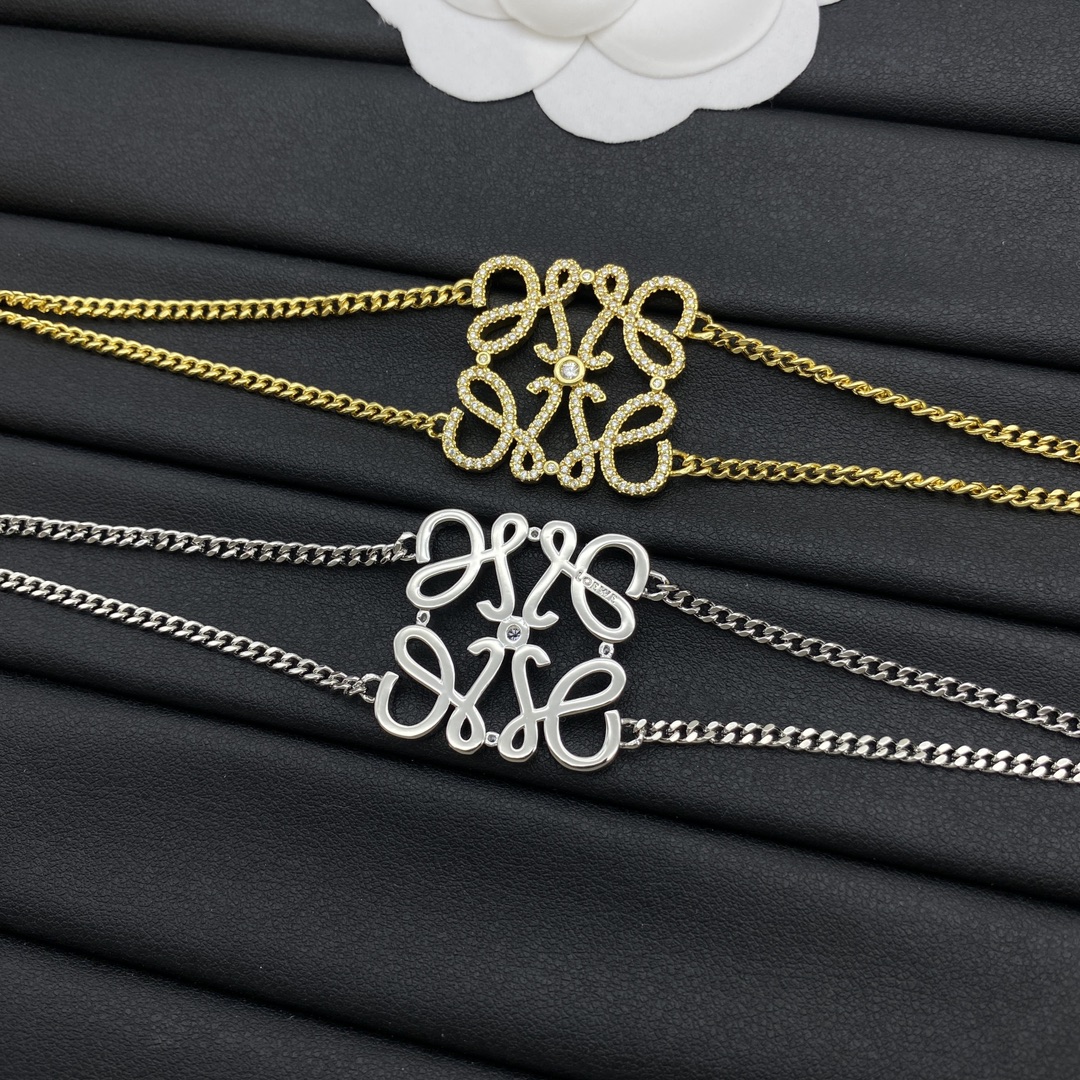 Loewe Jewelry Bracelets Diamond-Embellished Logo Bracelet