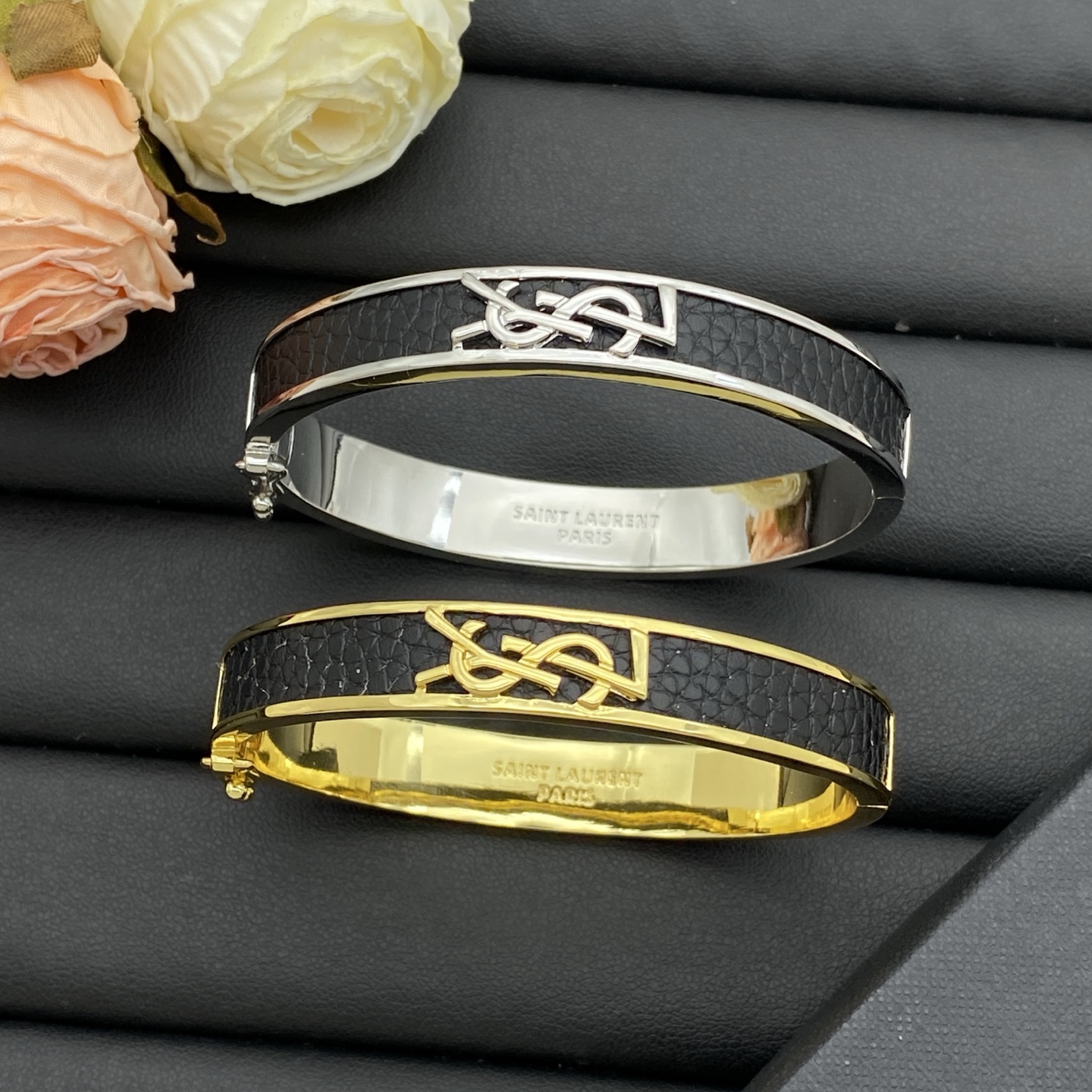 Saint Laurent Jewelry Bangle Crocodile pattern big letter design