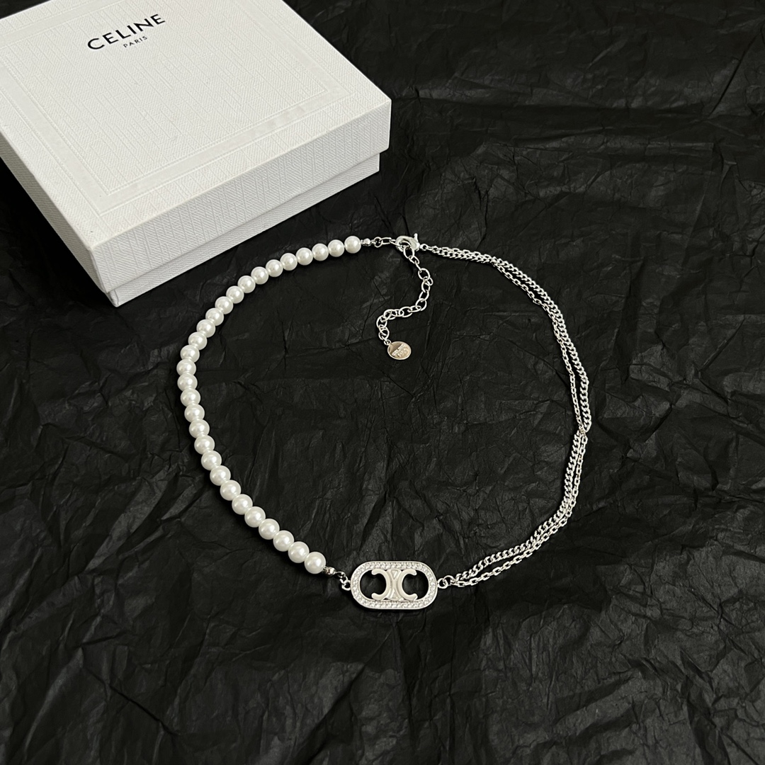 Celine Jewelry Necklace String Pearl Design