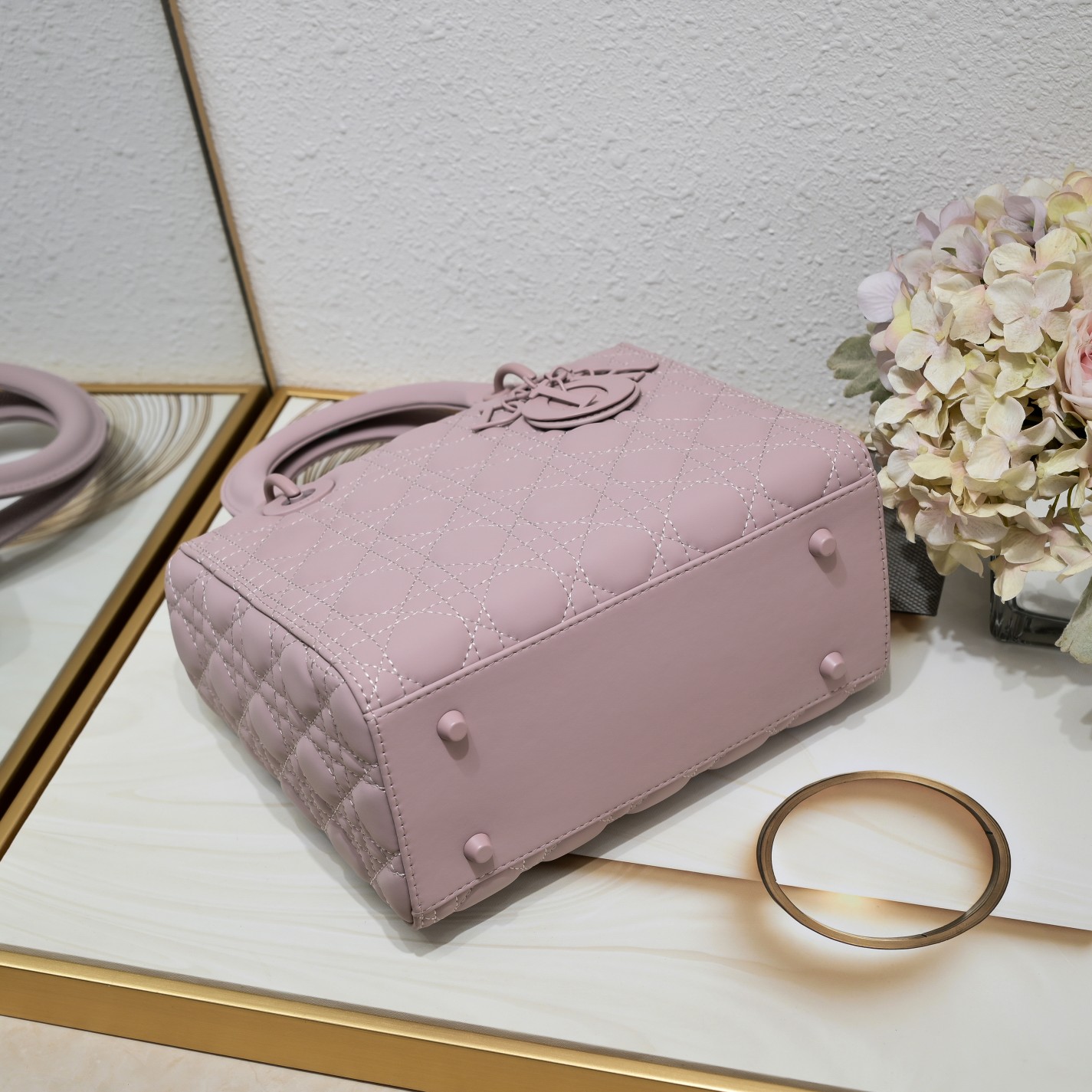 Medium Lady Dior Bag Purple Matte 2022 LM071 24cm