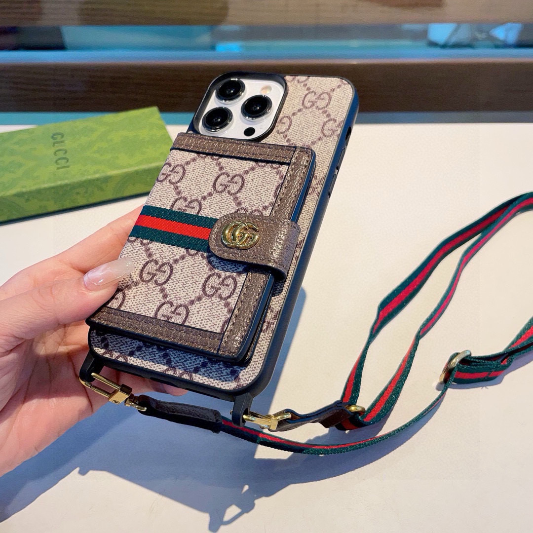 Gucci Phone Case Card Holder Original Leather Phone Case Accessories