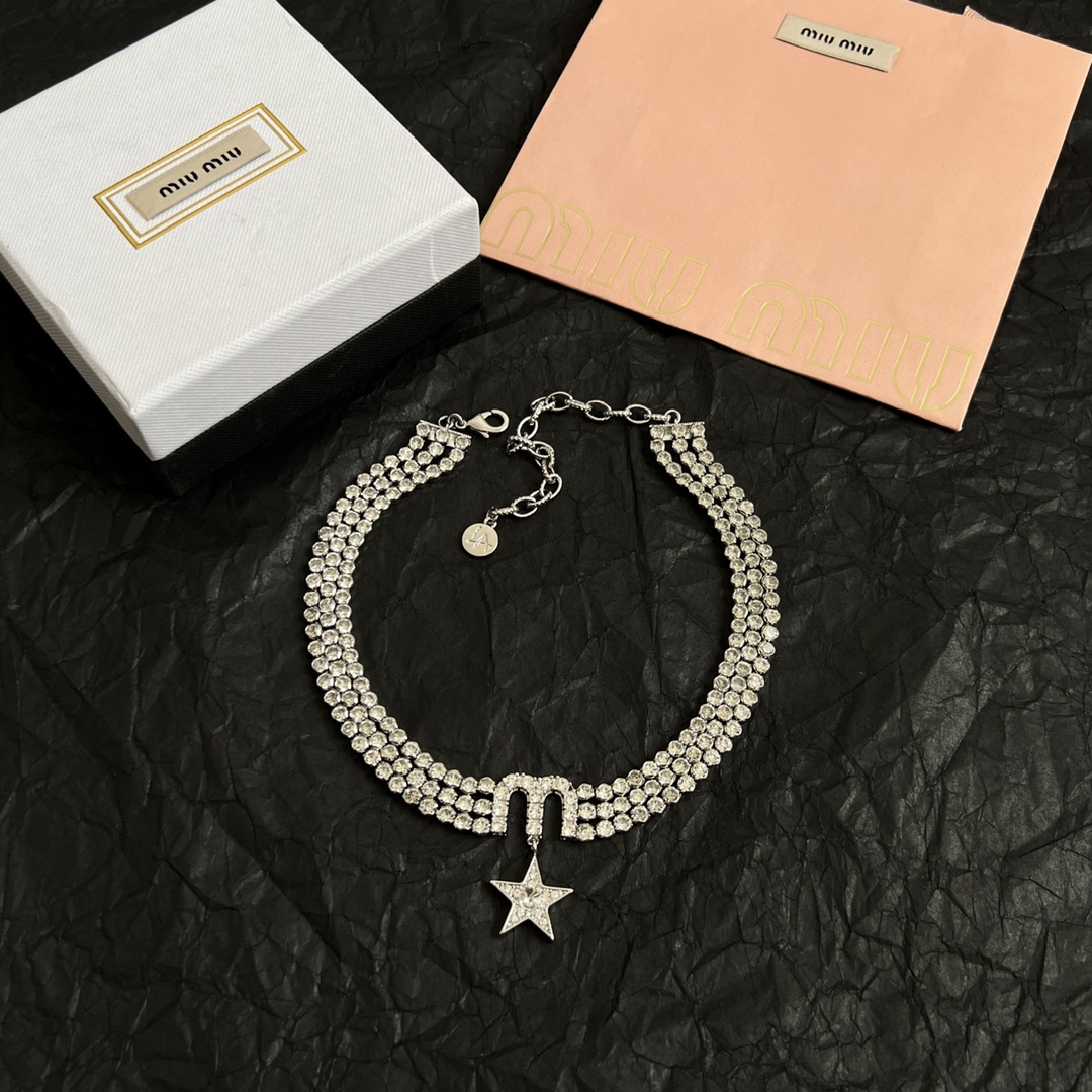 Miu Miu Jewelry Necklace Stacked Five-pointed Star Design