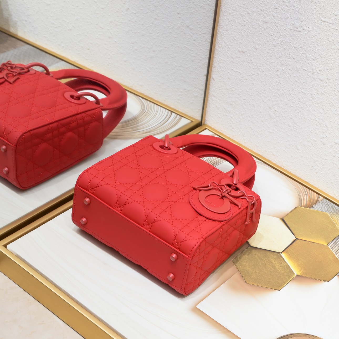 Mini Lady Dior Bag Red Matte 2022 LM051 17cm