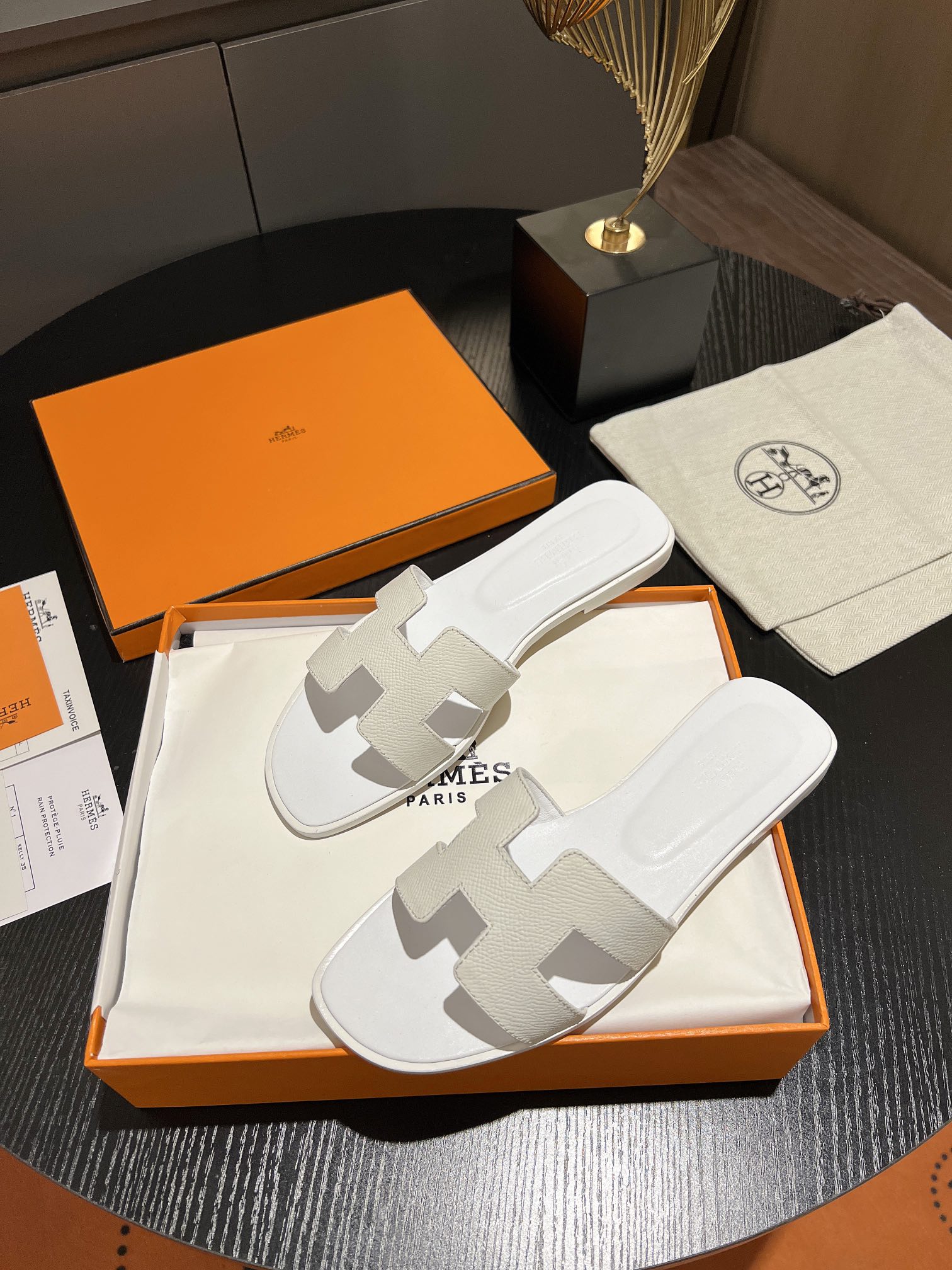 Hermes Shoes Palm pattern series slippers